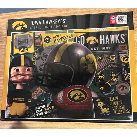 Iowa Hawkeyes NEW Sealed Jigsaw‎ Puzzle, 500 pieces 24" X 18" College Football - Picture 1 of 4